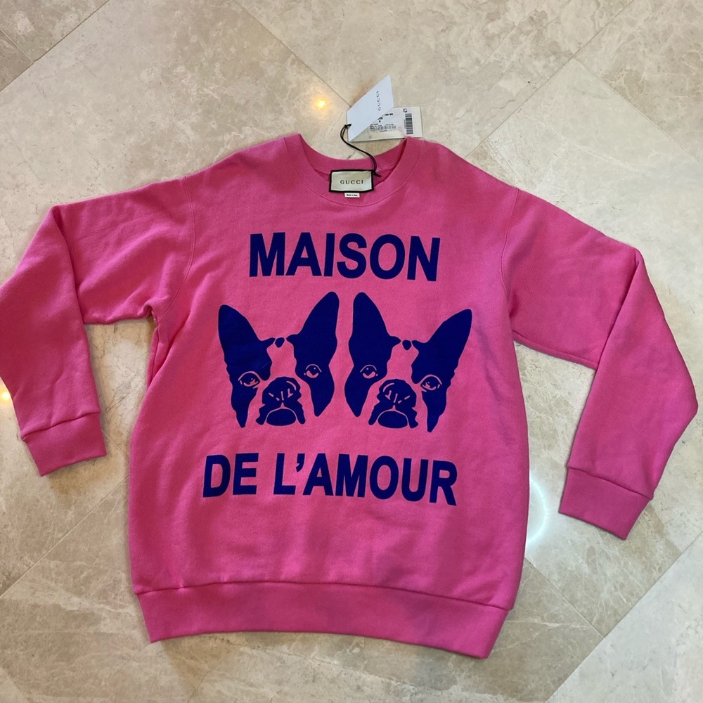 Gucci Hot Pink Crystal Sweatshirt Medium New w tag